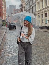 (UNISEX) オーバーハーフネックレタリング半袖