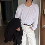 ASCLO Uネックシルケット長袖Tシャツ