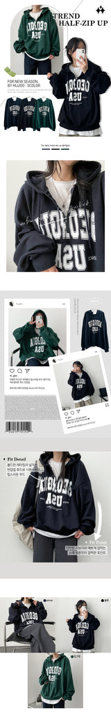 Jia Wang Over Half Zip-Up Hoodie