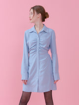 SHIRRING DETAIL COLLAR ONEPIECE_BLUE (6612504346742)