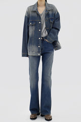 ジンチョンボクシーフィットデニムジャケット / deep blue over Fit Denim Jacket