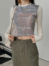 ヴィンセント カラー マッチング クロップド Tシャツ /  color matching cropped T-shirt (2color)