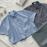 ぺニングストライプクロップドシャツ / Penning Striped Cropped Shirt Shirt