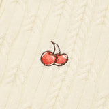 SMALL CHERRY CABLE CROP KNIT CARDIGAN [IVORY]