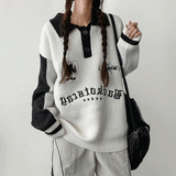Duns Thick Boxy Coloring Collar Knitwear