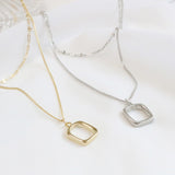デイリースクエアレイヤードネックレス / Daily Square Layered Necklace (2 color)