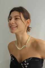 ツイストネックレス/twist necklace - white and green