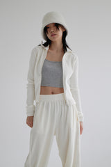 ベルベットリブジップアップ/Velvet Ribbed Zip Up [ Ivory ]