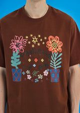 フラワーアーガイルTシャツ / ブラウン