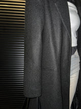 [UNISEX]ウールバックボタンマキシロングコート(ブラック)
