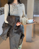 Hidden leather jumper