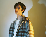 OVERSIZE WOOL CHECK ROBE COAT (Beige) / オーバーサイズウールチェックローブコート