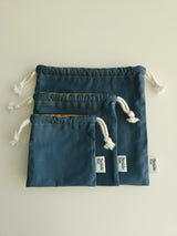 Two tone string pouch - teal blue L