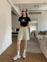 星スタープリントクロップ半袖Tシャツ / Fohil Star Printed Cropped Short-Sleeved T-Shirt