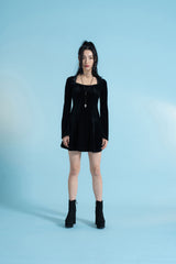 ロマンチックベルベットフレアドレス/Romantic Velvet Flare Dress (4397424705654)