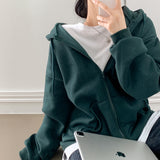 コンフォータブルアンドキュート オーバーフィットブラッシュフードジップアップ