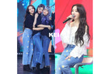 ストレートフィットフラワー刺繍デニムパンツ/IZ*ONE CHEWON, LOVELYZ KEI, ROCKET PUNCH YEONHEE WORN STRAIGHT FIT FLOWER EMBROIDERY DENIM PANTS [6663]