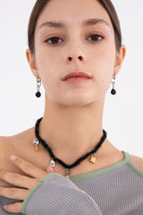 ドロップニットボールペンダントリングピアス/[2way] Drop knitball pendant ring earring