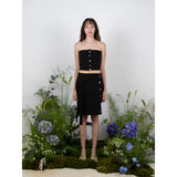 リブドシェルボタントップ / RIBBED SHELL BUTTON TOP - BLACK