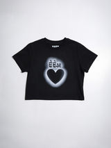 ハートステンシルクロップTシャツ / HEART STENCIL CROP TSHIRTS-RICH BLACK