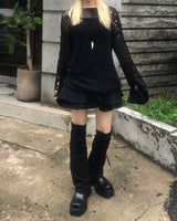 ビンテージパンクダメージロングニットウェア