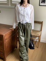 Tissue Coated Parachute Two Way Jogger Wide Pants