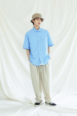 UTILITY CURVED POCKET OXFORD 1/2 SHIRT SKYBLUE (6561037451382)