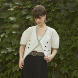 ツイードサイドボタンジャケット/[LINE] Tweed Side Button Jacket (Ivory)