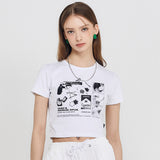 コラージュグラフィッククロップTシャツ / Collage graphic crop T-shirt - 2 color