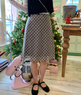 Rosé checkered silk banding skirt