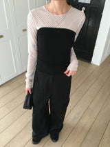 Minka Bag Ribbon Shirring Pintuck Cotton Cargo Pants