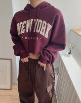 ニューヨーククロップフーデッドTシャツ / New York Crop Hooded T-shirt (2color)