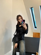 Halloween Shirring Long Sleeve Tee