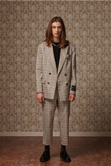 Cropped slacks - Beige check (4618141859958)