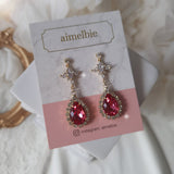 Romantic Queen Waterdrop Crystal Piercing - Rosepink