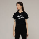 ドローイングロゴスマイルスリムショートスリーブTシャツ/Drawing logo smile Slim short-sleeved T-shirt