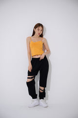 アンバランスシャーリングクロップスリーブレス/TOP(9397) Unbalance Shirring Crop Sleeveless