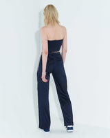 ローエッジボタンチューブトップ / Raw Edge Button Tube Top _ Navy