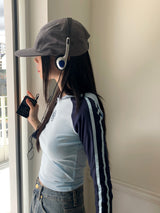 Cima Nagrang strap color combination cropped hooded T-shirt