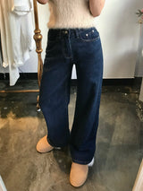 ワイドフィットデニムパンツ / WIDE FIT DARK BLUE DENIM PANTS [17789]