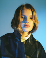 OVERSIZE WOOL CHECK ROBE COAT (Charcoal) / オーバーサイズウールチェックローブコート
