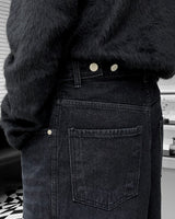 ワイドボタンデニムパンツ / SI Wide Button Denim Pants (2 colors)