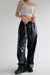 レザーストリングワイドパンツ/Leather String Wide Pants (2color)