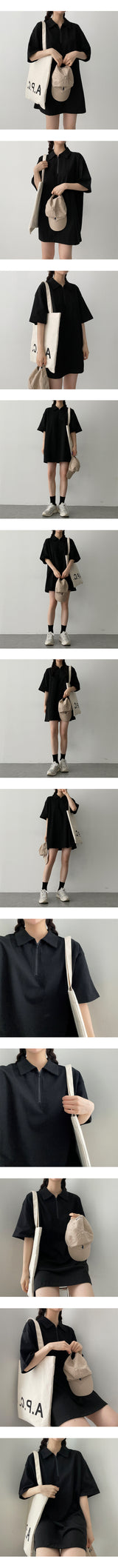 ローリーハーフジップアップカラーショートスリーブドレス / Roly Half Zip-Up Collar Short-Sleeved Dress