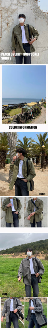 ピーチオーバーフィットシャツ/ポケットシャツ/PEACH OVERFIT TWO POCKET SHIRTS(3COLOR)