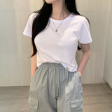 デイリーラベルセミクロップショートスリーブTシャツ