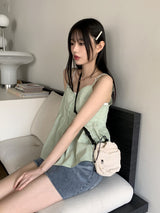 Keobing vintage V-neck buttoned lace strap adjustable sleeveless
