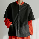 ラウンドハーフシャツ / unisex round half shirts jacket black