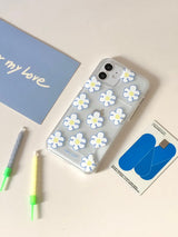 ブルーフラワーカードケース _ クリアハード (アイフォンケース) / Blue flower card case _ Clear hard (iphone case)