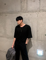 Drop Shoulder Cotton T-Shirt (6686730092662)